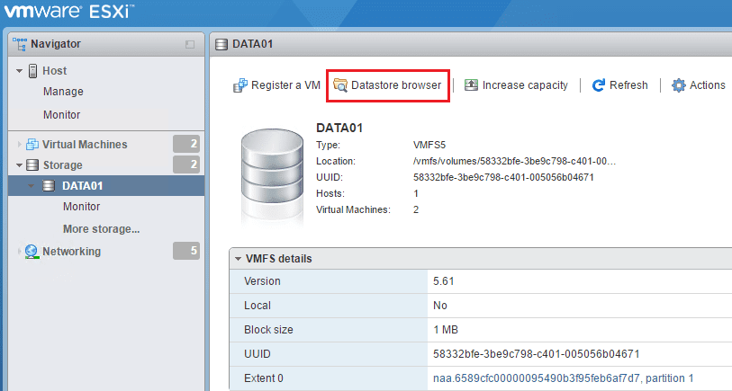 ESXi Datastore Zip Yükleme