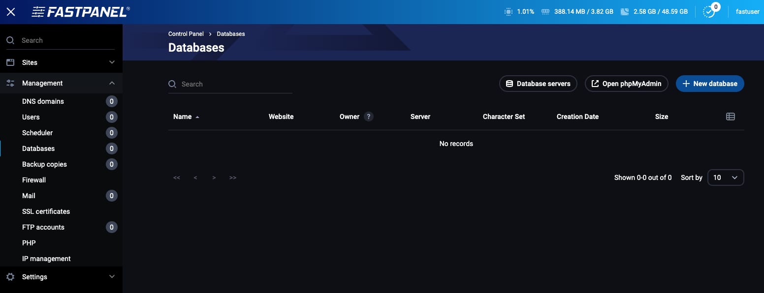 FastPanel Arayüz ve Lisans Aktivasyonu