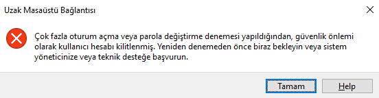 RDP Oturum Açma Hatası Çözümü