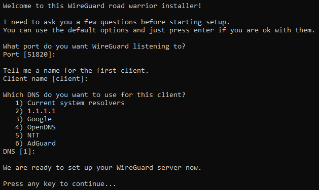 WireGuard Kurulumu Terminal Ekranı