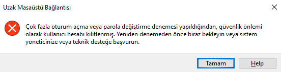 Çok fazla oturum açma veya parola değiştirme hatası